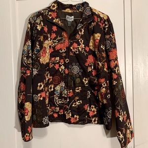 Chicos Floral Zip Jacket Blazer Floral Print